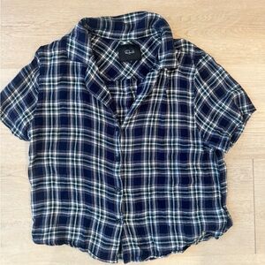 Rails short sleeve collared button down. Blue white and green. Size small